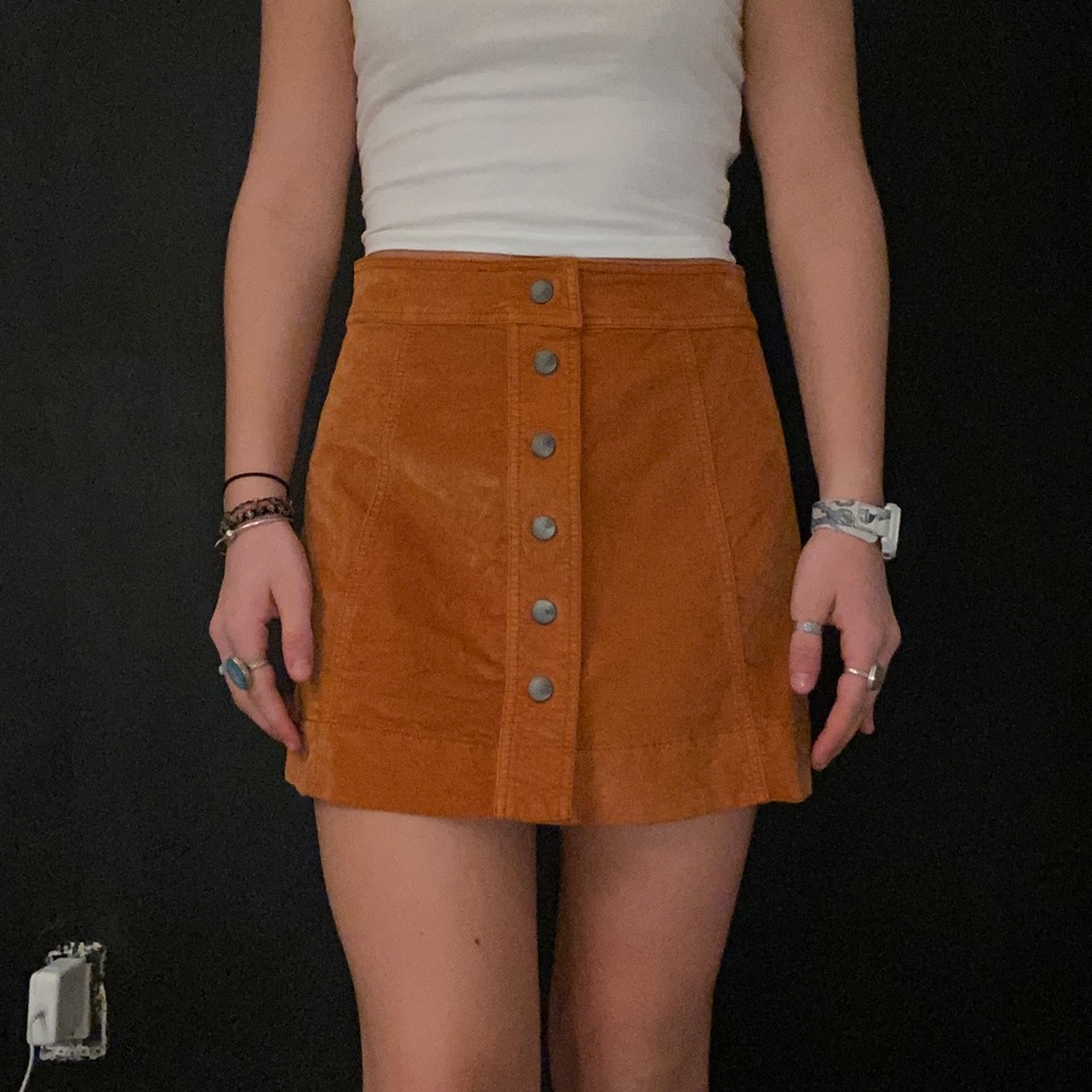 Madewell mustard yellow button up skirt